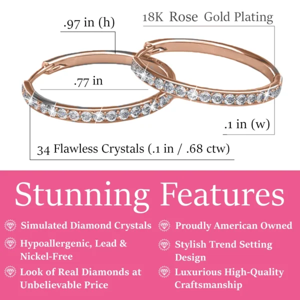 18k Rose Gold Plated Hoop Earrings - Image 4